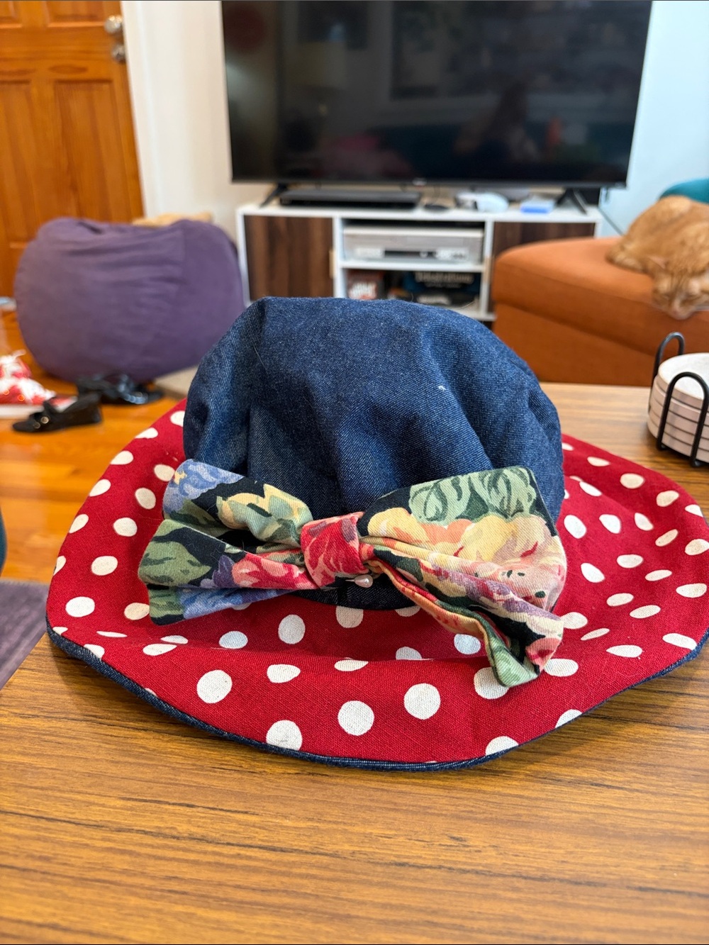 Reversible denim sunhat